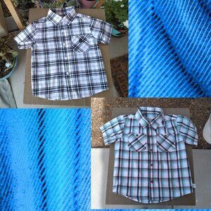 Route 66 Plaid & Swiss Cross Black & White Plaid Button Down Shirts Boy Size 4T